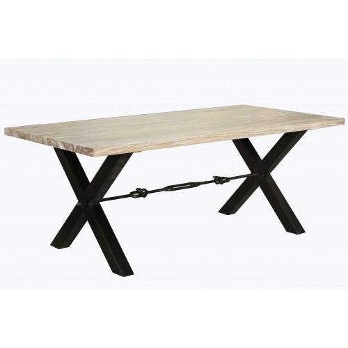 Calvin Dining Table Antique White and Smoke