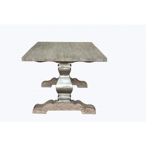 Daniel Dining Table Antique White and High Polish Steel