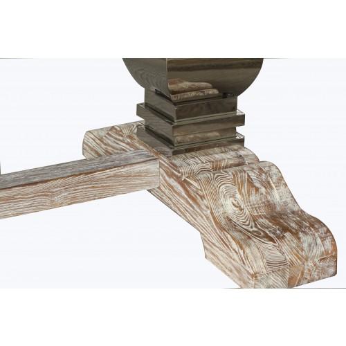 Daniel Dining Table Antique White and High Polish Steel