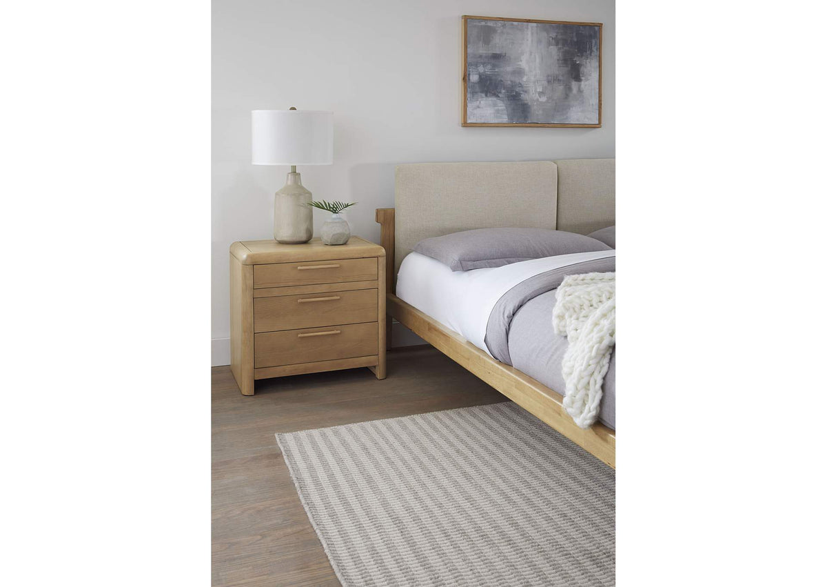 QDTW81B Furano Three Drawer Ash Wood Nightstand In Ginger