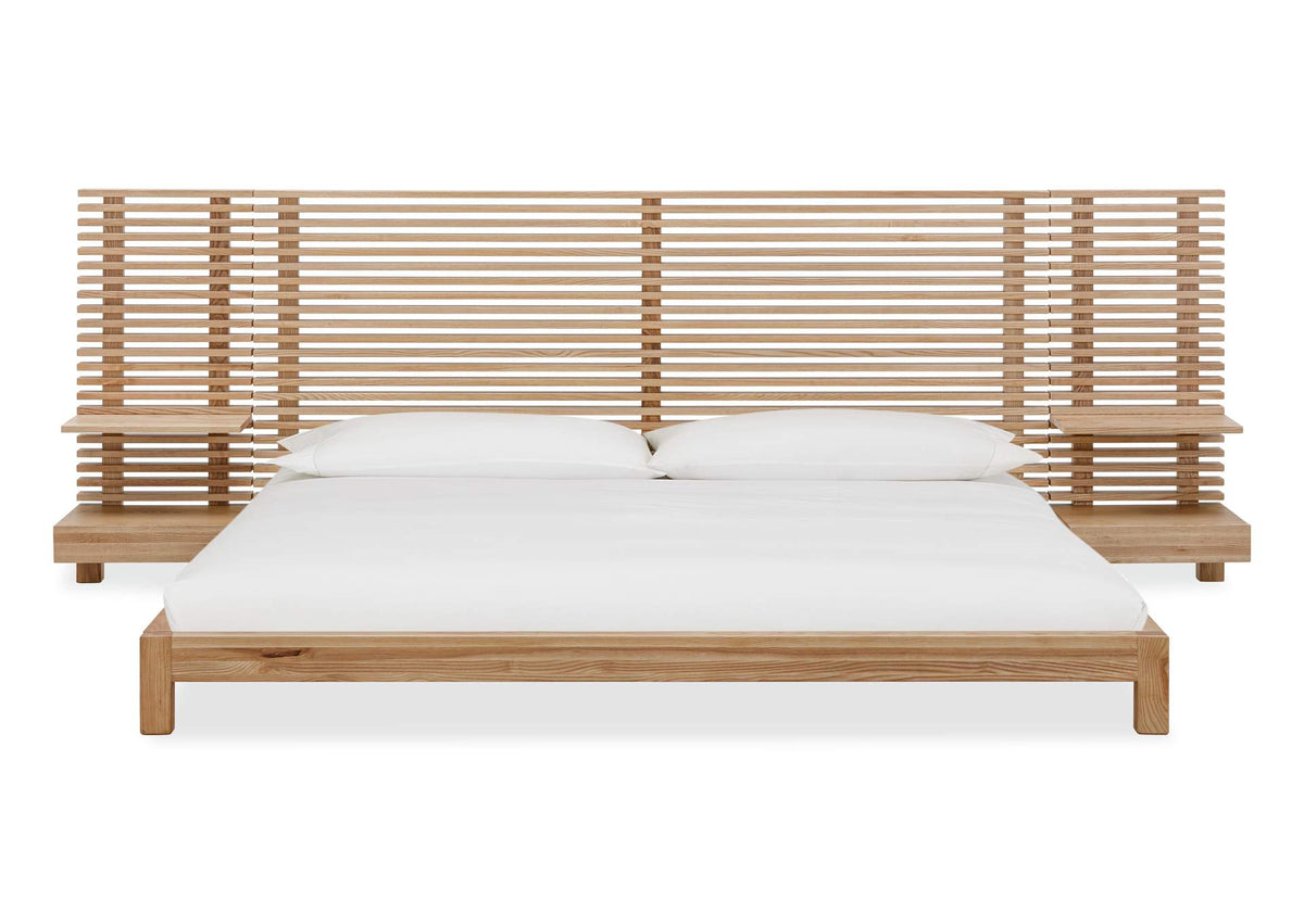 QPUDJ6 Tanner Solid Ash Wall Bed With Integrated Nightstands In Flaxen