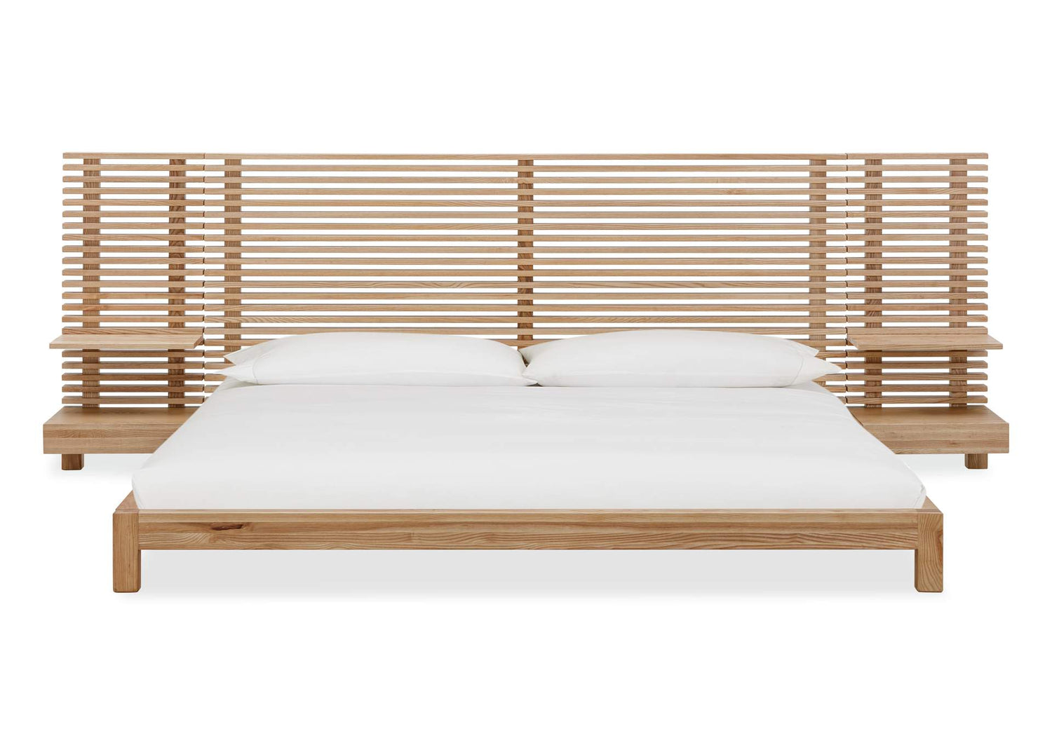 QPUDJ6 Tanner Solid Ash Wall Bed With Integrated Nightstands In Flaxen