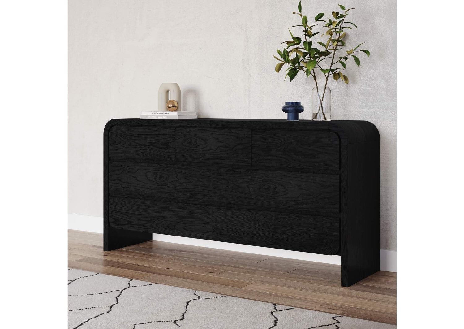 PRKS82 Elora Seven Drawer Dresser In Jet Black Ash