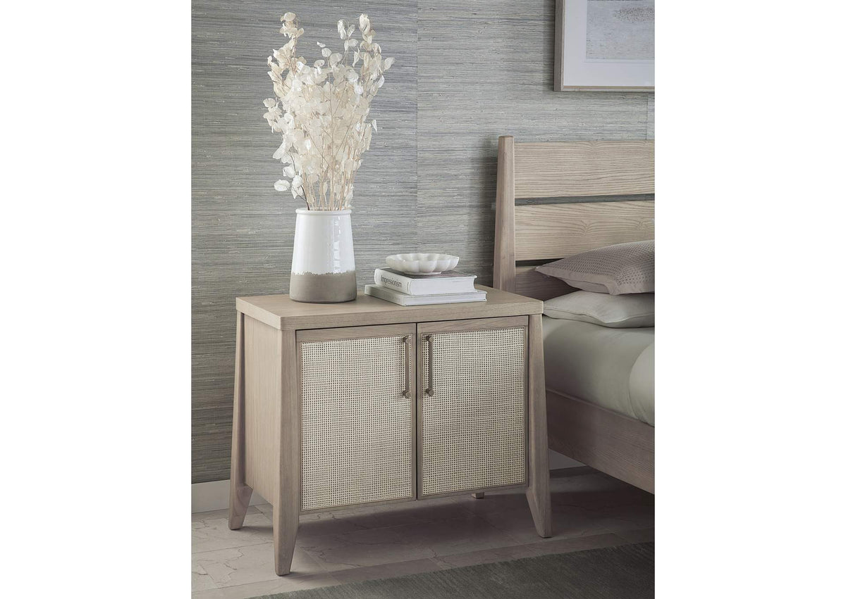 QETW86 Sumire Two Door Ash Wood Bachelor Chest In Ginger And Natural Cane