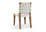 JVLH63W One Woven Leather And Solid Wood Dining Side Chair In White And Bisque (Set of 2)