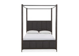 5NL2B5 Lucerne Queen Size Upholstered Canopy Bed In Vintage Coffee