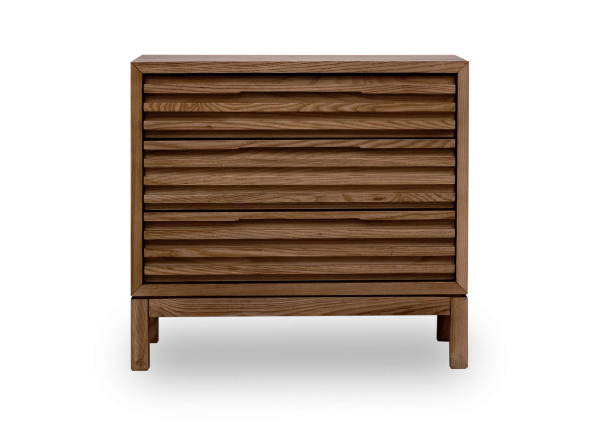 QPUA81B Tanner Three Drawer Ash Wood Nightstand In Roux