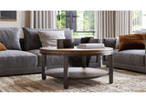 AE8721 Canyon Solid Wood And Metal Round Coffee Table In Washed Grey