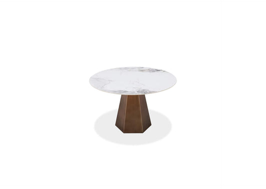PWSZ60 Carmel Stone Top Round Dining Table In Chanelle And Bronze