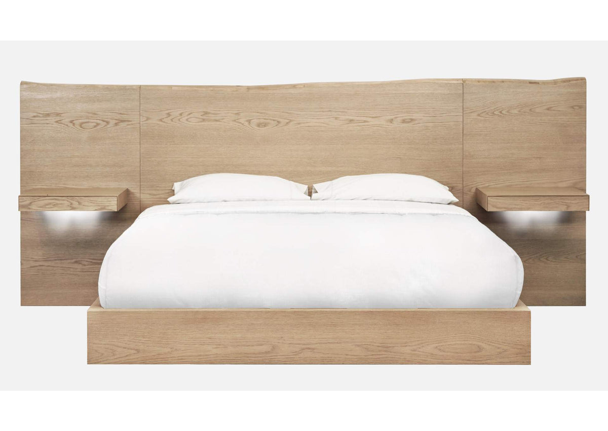 JVLHJ5 One Coastal Modern Live Edge Wall Bed With Floating Nightstands In Bisque