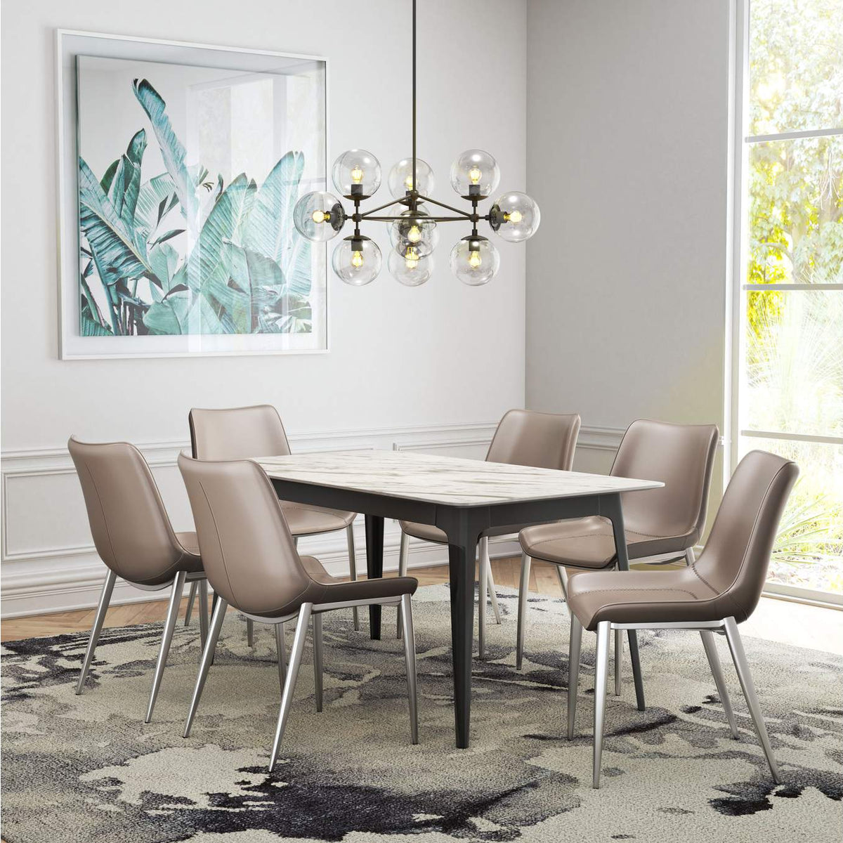 101269 Magnus Dining Chair (Set Of 2) Brown & Silver