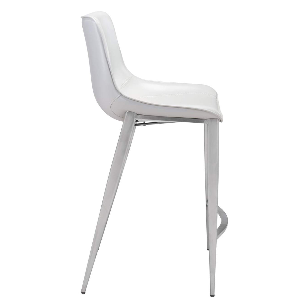 101408 Magnus Counter Stool (Set Of 2) White & Silver