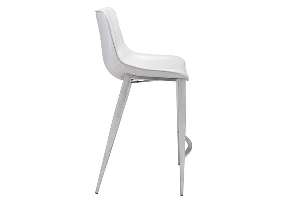 101408 Magnus Counter Stool (Set Of 2) White & Silver