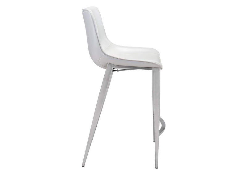 101408 Magnus Counter Stool (Set Of 2) White & Silver