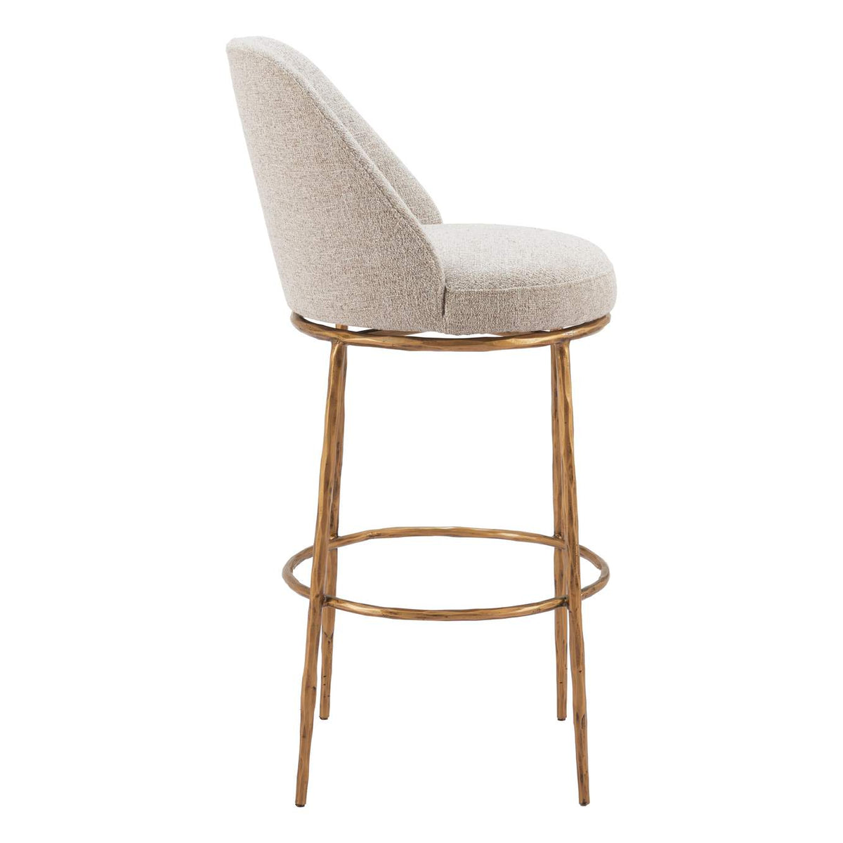110271 Nordhavn Swivel Barstool Beige & Gold