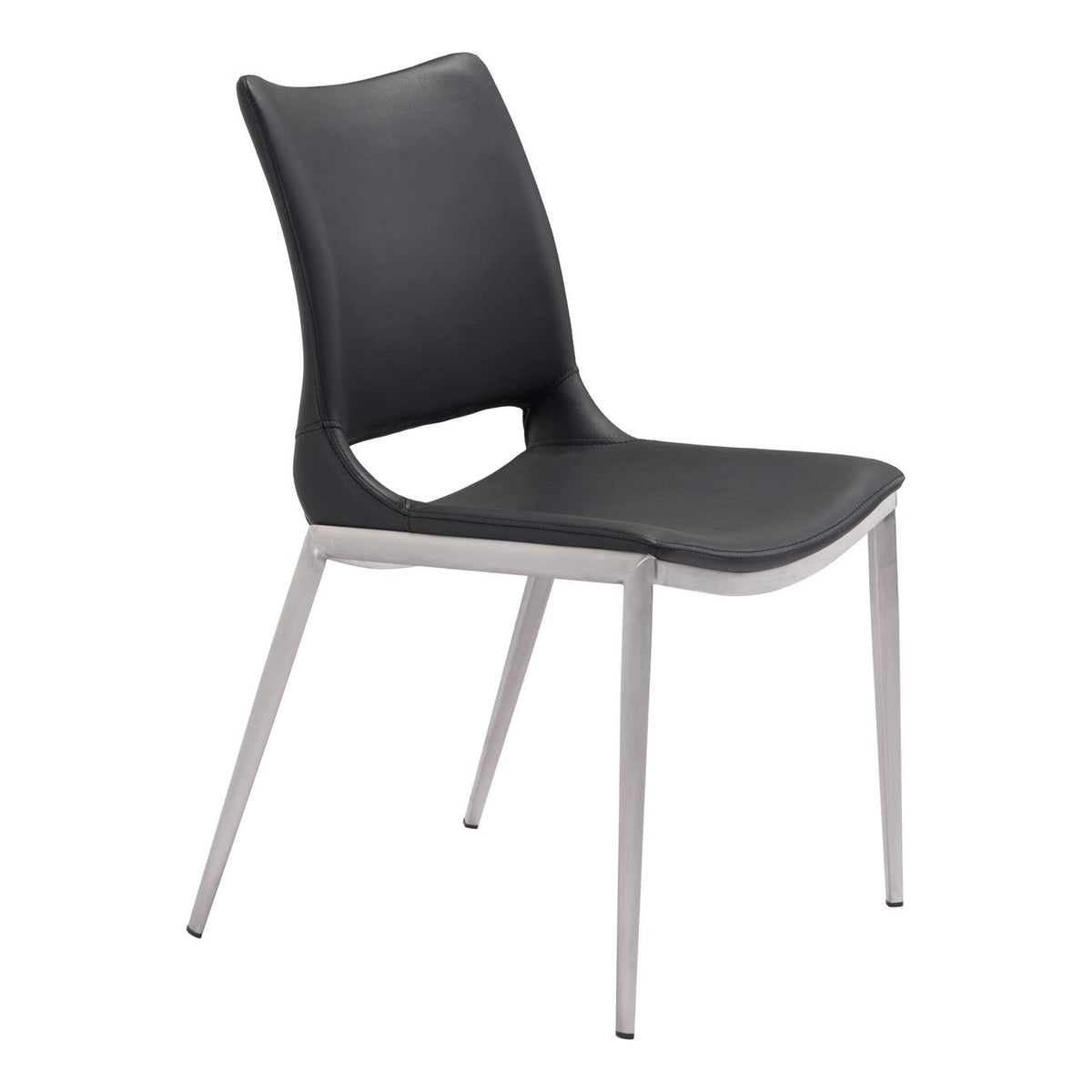 101280 Ace Dining Chair (Set Of 2) Black & Silver