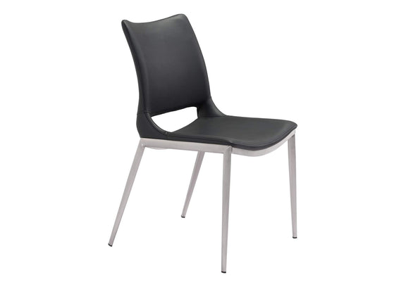 101280 Ace Dining Chair (Set Of 2) Black & Silver