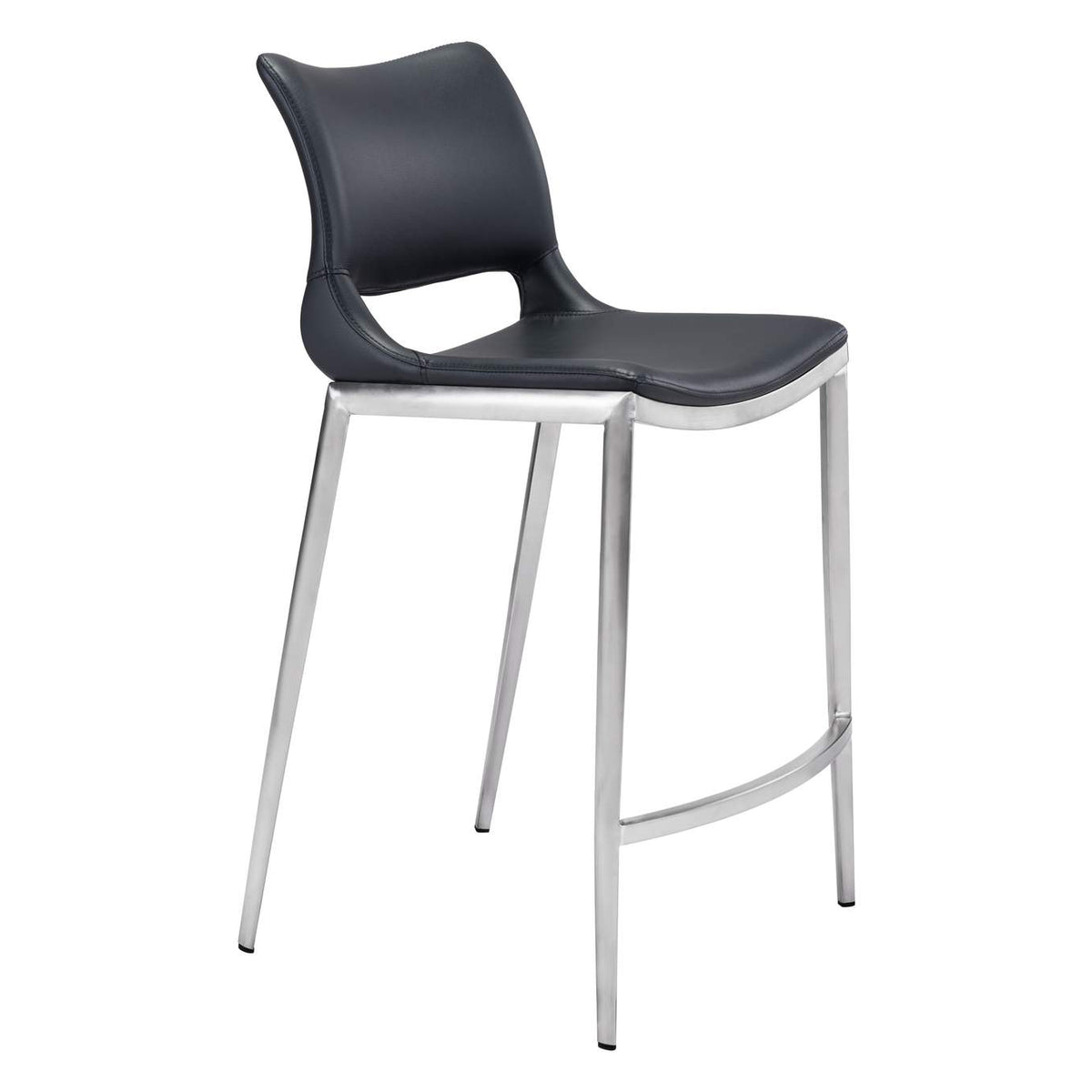 101391 Ace Counter Stool (Set Of 2) Black & Silver