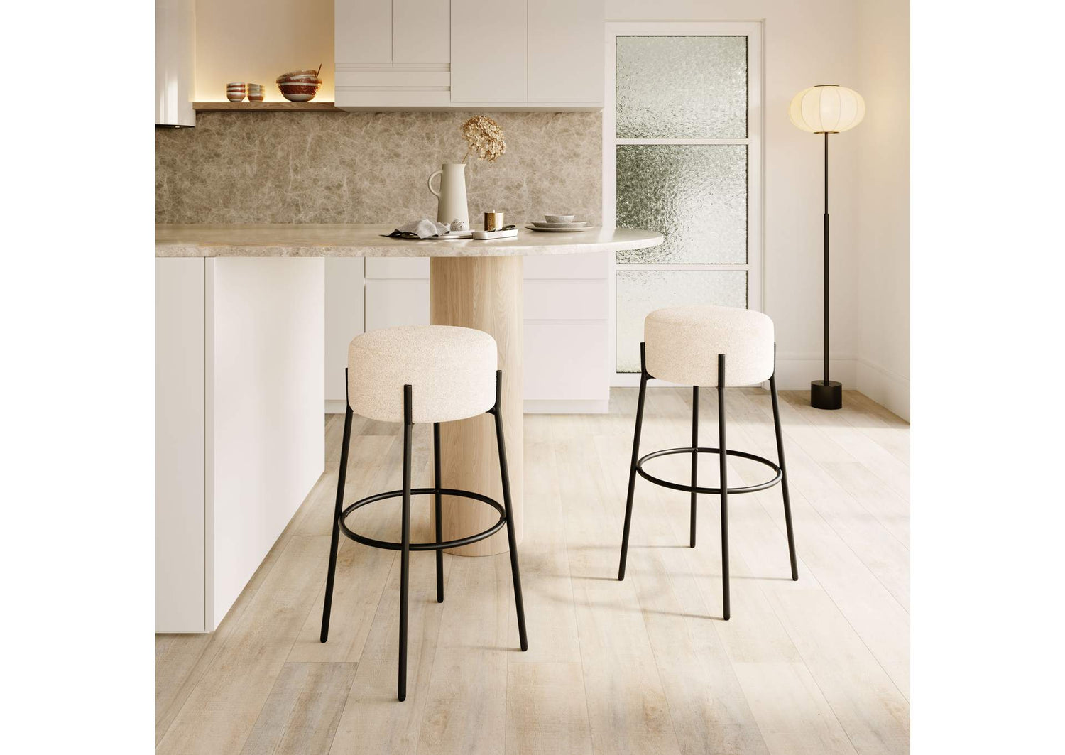 109742 Blanche Barstool (Set Of 2) Ivory