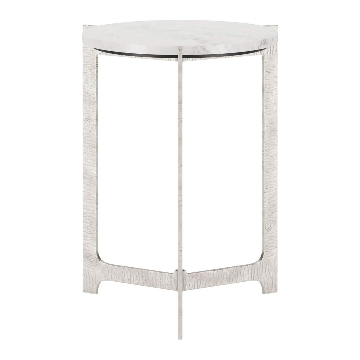 110256 Barmas Side Table White & Silver