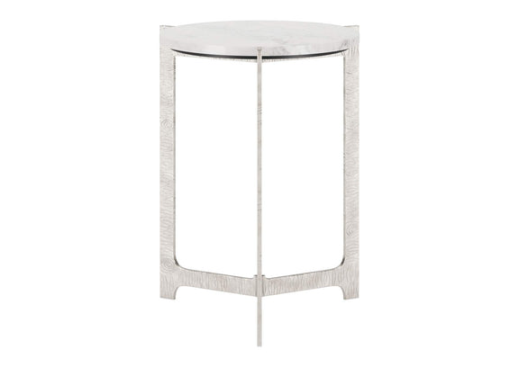 110256 Barmas Side Table White & Silver