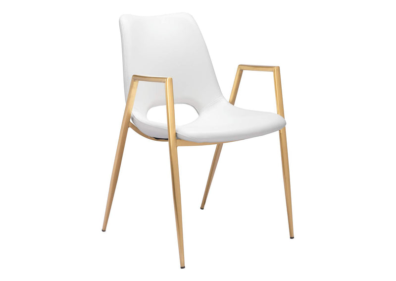 109550 Desi Dining Chair (Set Of 2) White & Gold