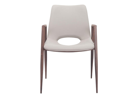 101696 Desi Dining Chair (Set Of 2) Beige & Walnut