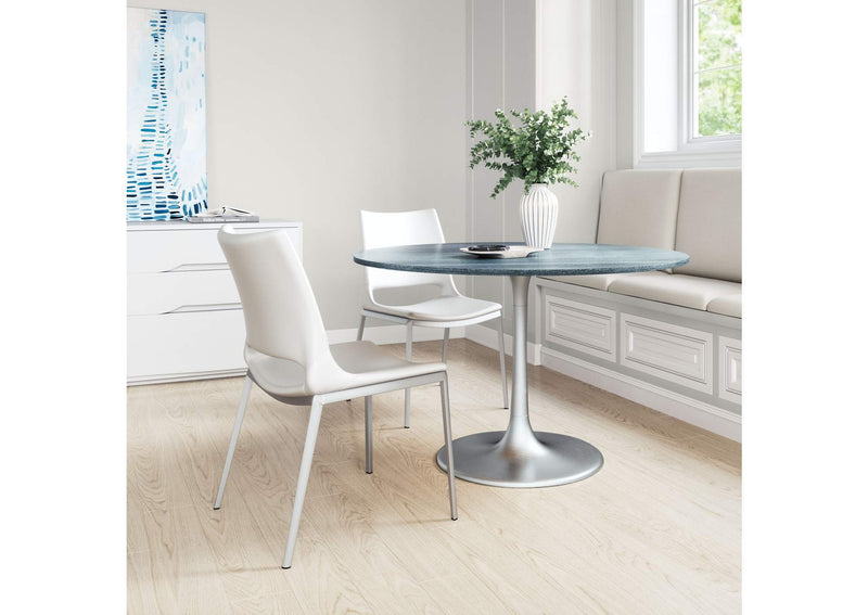 101279 Ace Dining Chair (Set Of 2) White & Silver