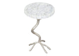 109560 Joel Side Table White & Silver
