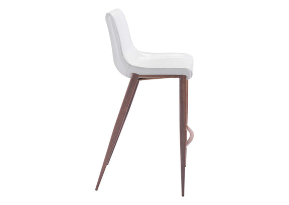 101278 Magnus Barstool (Set Of 2) White & Walnut