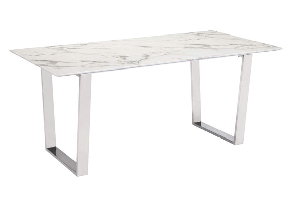 100707 Atlas Dining Table White & Silver