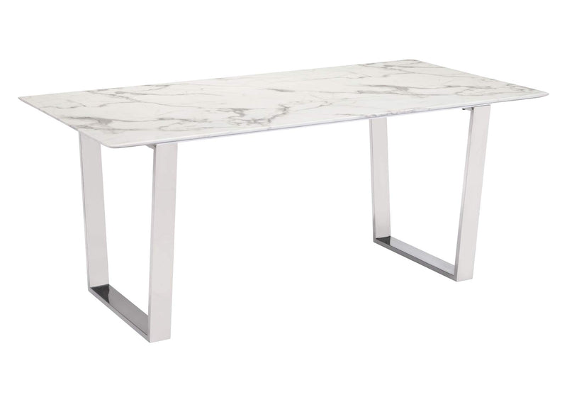 100707 Atlas Dining Table White & Silver