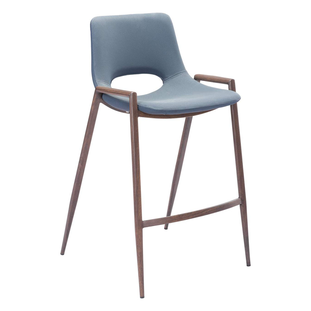 101692 Desi Counter Stool (Set Of 2) Azure Gray & Walnut