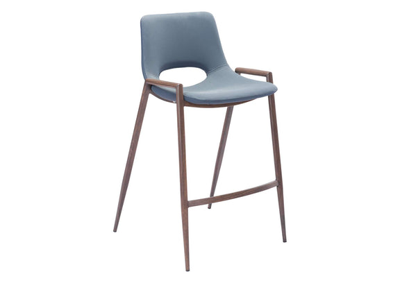 101692 Desi Counter Stool (Set Of 2) Azure Gray & Walnut