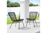703946 Lorena Outdoor Dining Chair (Set Of 2) Black