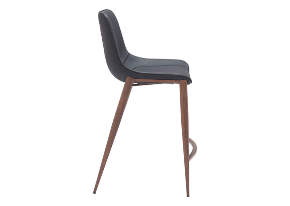 109935 Magnus Counter Stool (Set Of 2) Black & Walnut