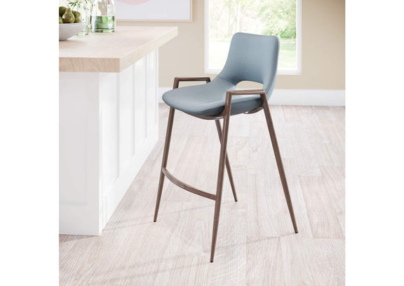 101692 Desi Counter Stool (Set Of 2) Azure Gray & Walnut