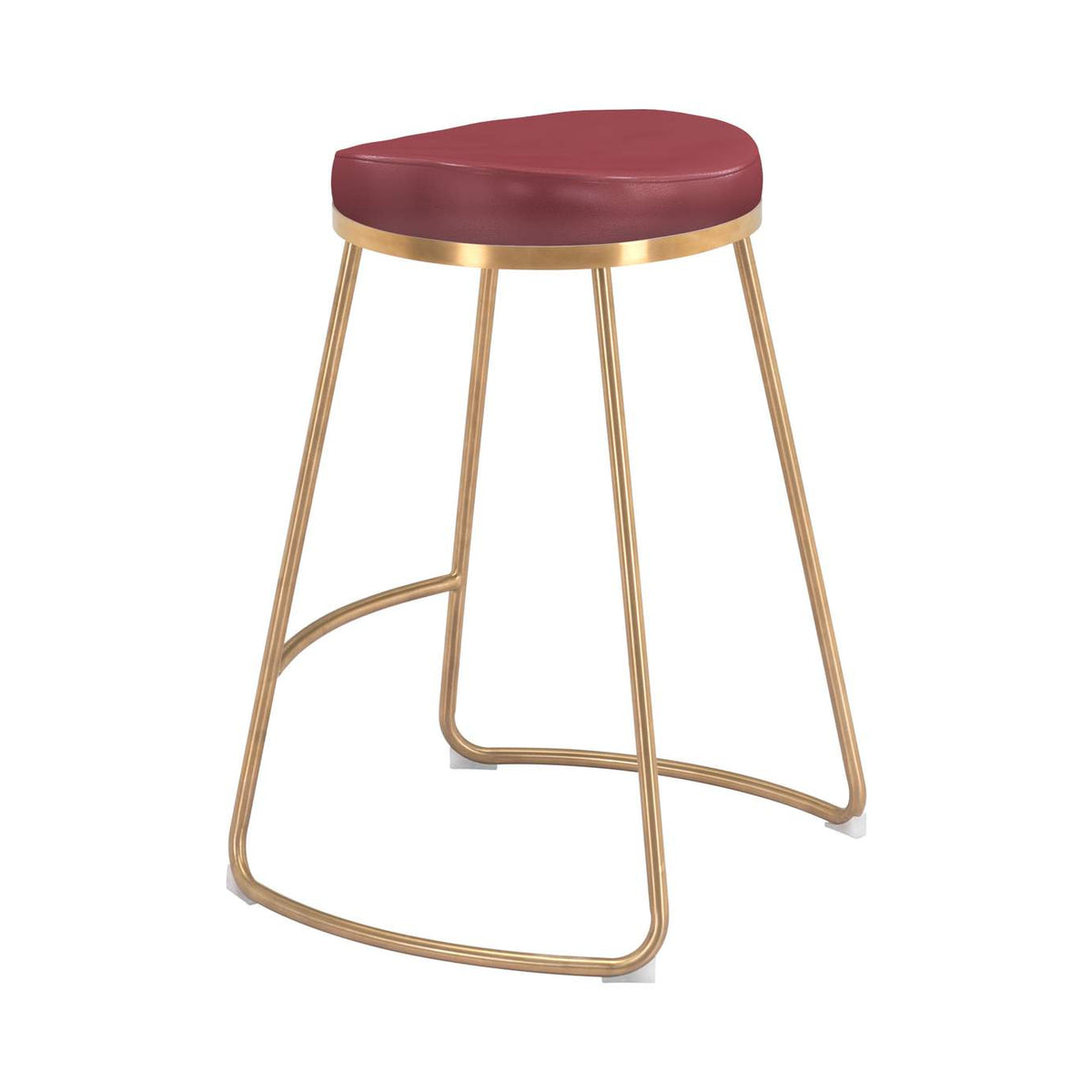 101261 Bree Counter Stool (Set Of 2) Burgundy & Gold