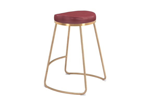 101261 Bree Counter Stool (Set Of 2) Burgundy & Gold