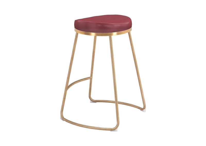 101261 Bree Counter Stool (Set Of 2) Burgundy & Gold