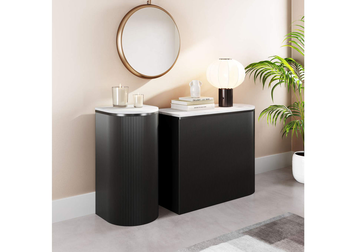 109921 Ormara Console Table Set (2-Piece) White & Black