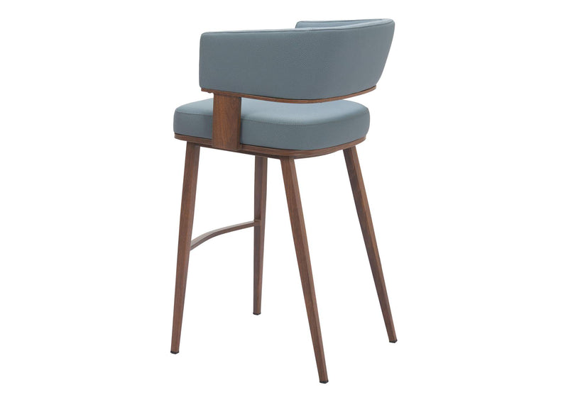 110329 Poise Barstool Azure Gray & Walnut