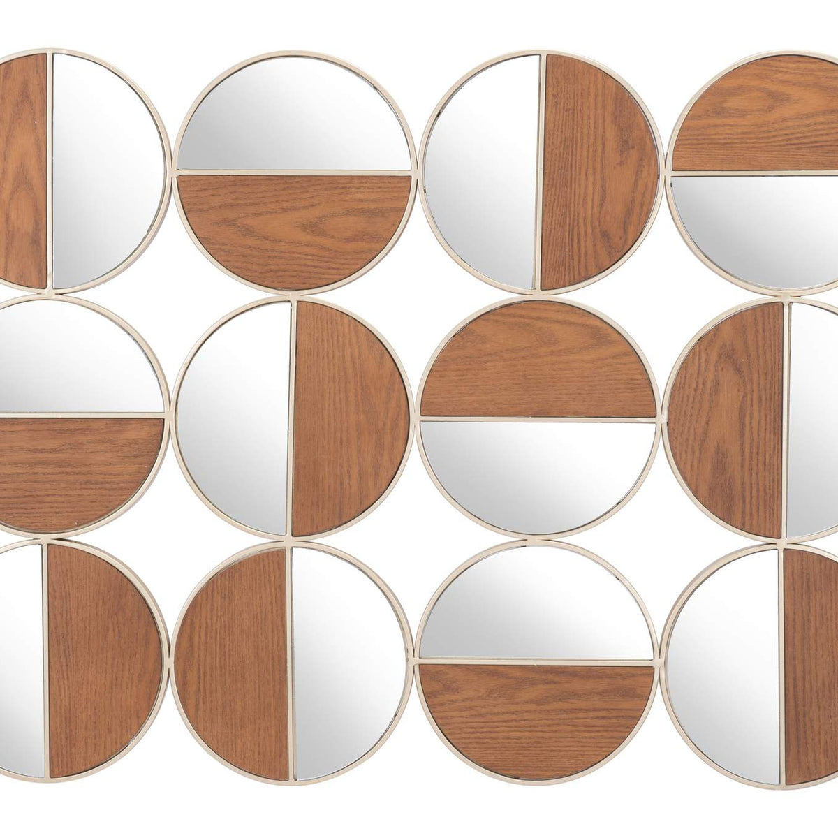 A12201 Cycle Round Mirror Gold & Walnut