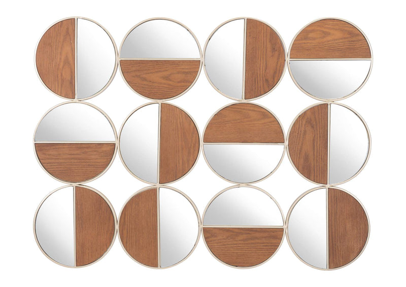 A12201 Cycle Round Mirror Gold & Walnut