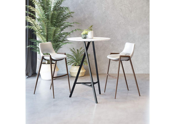 109070 Desi Barstool (Set Of 2) White & Walnut