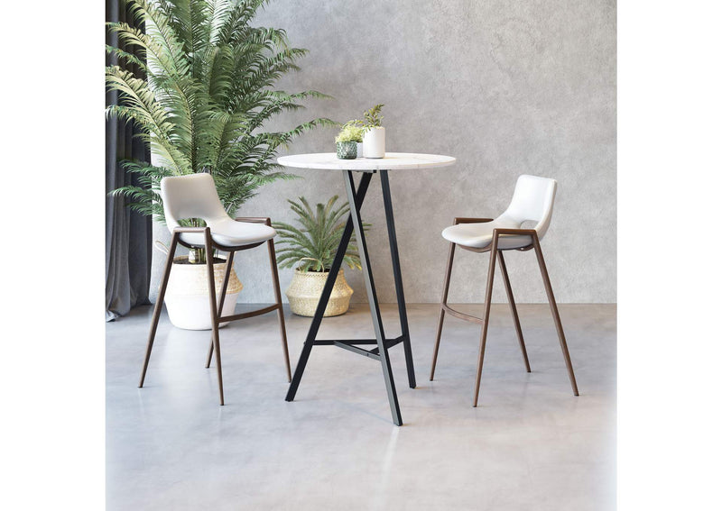109070 Desi Barstool (Set Of 2) White & Walnut