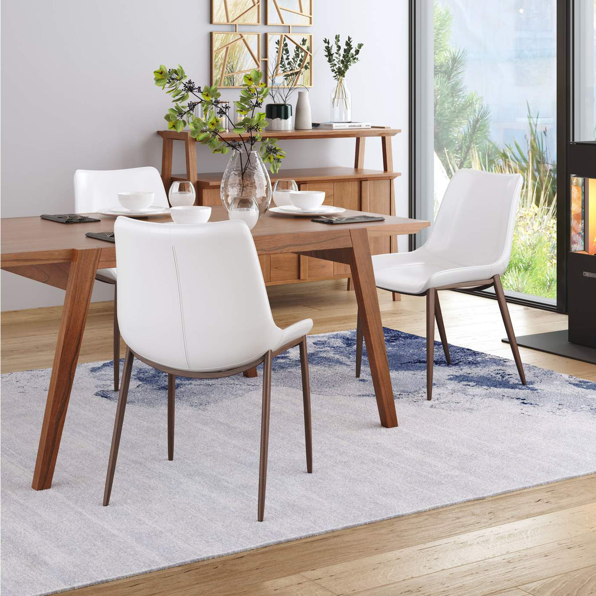 101273 Magnus Dining Chair (Set Of 2) White & Walnut