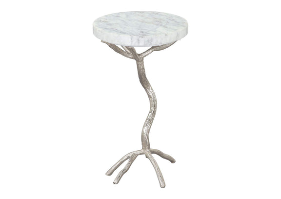 109560 Joel Side Table White & Silver