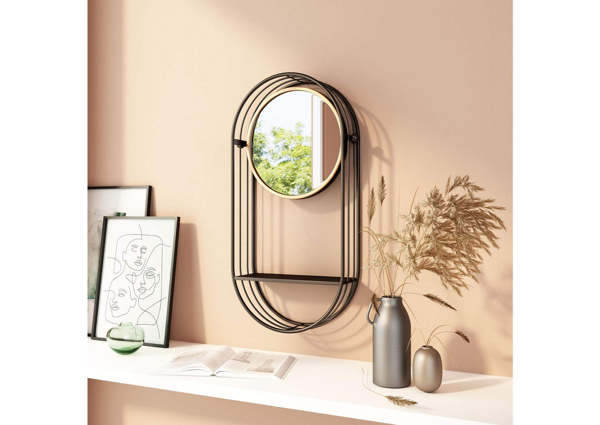A12234 Saroni Mirror Shelf Antique Gray