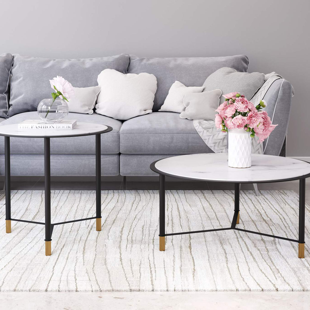 101704 Davis Coffee Table Set (2-Piece) White & Black
